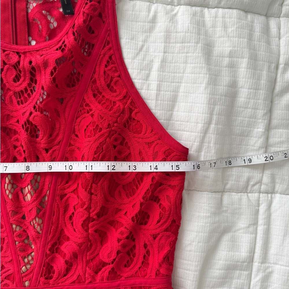 BCBG sleeveless red lace mini holiday dress - Picture 9 of 9